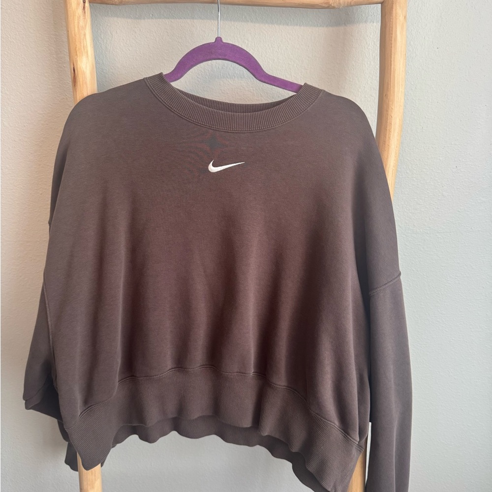 Nike Chocolate Brown Cropped Crewneck